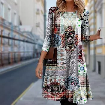 Женское повседневное платье, осеннее волшебное сложное платье с рисунком для женщин, платье с коротким рукавом и круглым вырезом, размер плюс XS красный