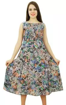 Женское повседневное платье Phagun из хлопка средней длины до середины икры, повседневный сарафан без рукавов - выберите 10 разноцветный