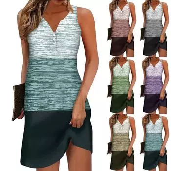 Женское повседневное платье с цветочным принтом на пуговицах, V-образный вырез, активная мода, уличная одежда, без рукавов, свободный крой, лето L коричневый