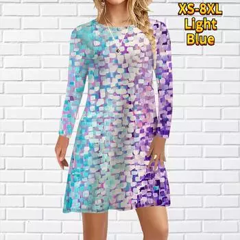 Женское повседневное платье с градиентным принтом в виде блока, платья для женщин с круглым вырезом и коротким рукавом, платье больших размеров XS жёлтый