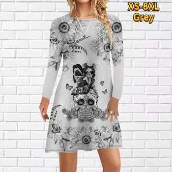 Женское повседневное платье с принтом Bone Spirt, платья для женщин с круглым вырезом и коротким рукавом, платье больших размеров XS жёлтый