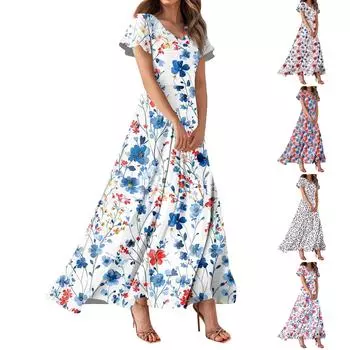 Женское повседневное платье с принтом флага Дня независимости, V-образным вырезом, короткими рукавами и высокой талией S розовый