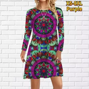 Женское повседневное платье с принтом «Калейдоскоп Тотем» Платья для женщин с круглым вырезом и короткими рукавами Платье размера плюс XS жёлтый