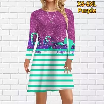 Женское повседневное платье с принтом «конфеты» зеленого цвета, платья для женщин с круглым вырезом и короткими рукавами, платье размера плюс XS зелёный