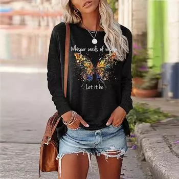 Женское повседневное платье с принтом осенних бабочек, платья для женщин с круглым вырезом и короткими рукавами, платье больших размеров XS синий