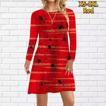 Женское повседневное платье с принтом паутины Платья для женщин с круглым вырезом и коротким рукавом Платье больших размеров XS жёлтый