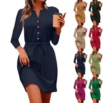 Женское повседневное платье с v-образным вырезом и рукавами семь четвертей, обтягивающее талию, с завязками на талии XS зелёный