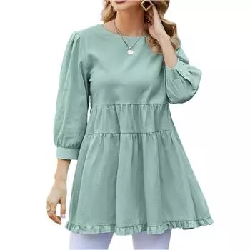 Женское повседневное платье с завышенной талией, рукавом три четверти, круглым вырезом, элегантное кукольное платье M