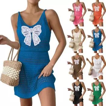 Женское повседневное платье Сарафан Летнее пляжное платье в стиле бохо, праздничные платья для женщин Платья-майки L бежевый