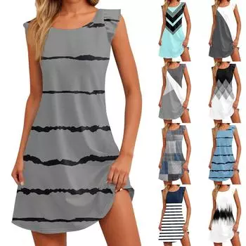 Женское повседневное платье-сарафан с юбкой-крылышками в стиле бохо L чёрный