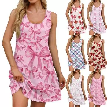 Женское повседневное платье-жилет с U-образным вырезом и боковыми карманами L синий