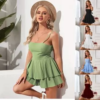 Женское повседневное повседневное платье, летняя юбка без рукавов с открытой спиной, платье с бантом и ремешком S