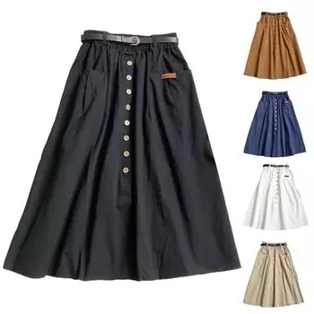 Женское повседневное ретро платье с высокой талией, однотонное, свободного кроя, с поясом и карманом One Size белый