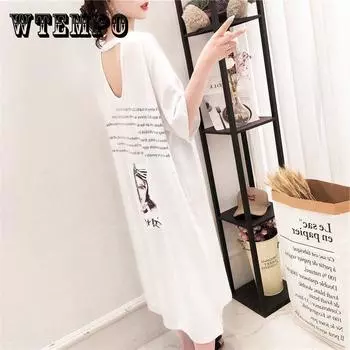 Женское повседневное свободное длинное платье Женские длинные платья с коротким рукавом Женское платье-футболка сплошного цвета XXL