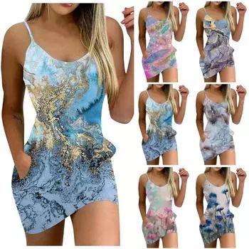 Женское повседневное свободное модное платье-бретелька с круглым вырезом и карманами S серый