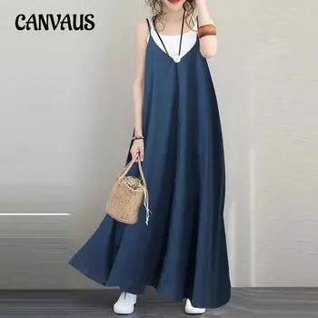 Женское повседневное свободное однотонное платье с V-образным вырезом и открытой спиной, сексуальное длинное платье без рукавов, платье-халтер S хаки