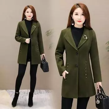 Женское повседневное теплое пальто средней длины для осени и зимы, деловой офисный теплый твидовый пиджак XXXL чёрный