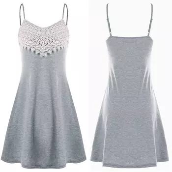 Женское повседневное вязаное крючком кружевное мини-платье без рукавов с открытой спиной и камзолом L