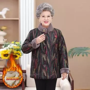 женское пожилое пальто для матери, летняя одежда на хлопковой подкладке, утолщенная 70 зимняя одежда для среднего и пожилого возраста, осенняя одежда для бабушки, хлопок XL красный
