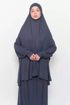 Женское практичное хиджаб из двух частей из хлопка с рукавами «летучая мышь» Хиджаб Молитвенное платье