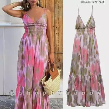 Женское праздничное платье миди с принтом 2023 года на подтяжках Small