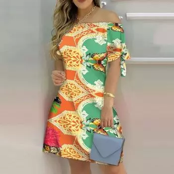 Женское праздничное платье в клетку с принтом на плечах, контрастные цвета, градиент цвета, с короткими рукавами, платье на шнуровке, завязка на манжетах, мини-платье для свиданий, женская одежда 3XL синий