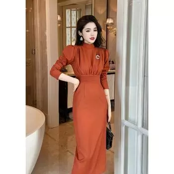 Женское профессиональное платье, винтажное плиссированное поясное платье с круглым вырезом, модное пригородное платье S серый