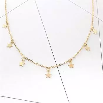 Женское простое колье с кисточкой и звездой, ожерелье, винтажное антикварное богемное ожерелье для девочек, подарок, аксессуары, модные украшения золотой