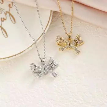 Женское простое ожерелье с бантом, цепочка на ключицу