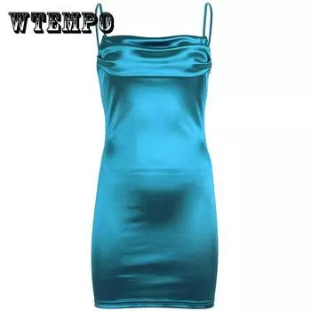 Женское простое плиссированное элегантное вечернее платье с подтяжками, винтажное облегающее изящное клубное платье с открытой спиной M