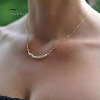 Женское простое ювелирное ожерелье-чокер с жемчужной цепочкой