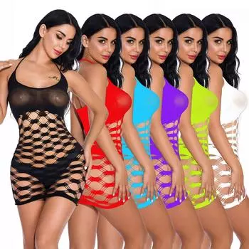 Женское прозрачное нижнее белье в сеточку Babydoll, сексуальное эротическое ночное белье One Size