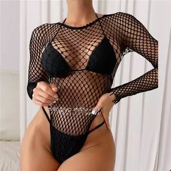 Женское прозрачное нижнее белье, женская мода, сетчатые комбинезоны, женские эротические сетчатые боди, костюм, ночная одежда XS