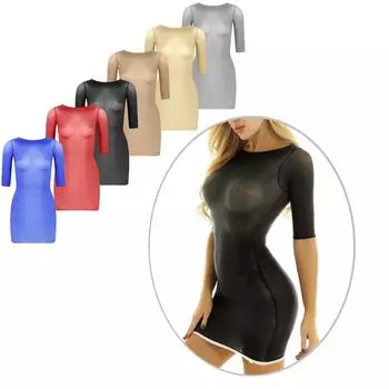 Женское прозрачное прозрачное нижнее белье с круглым вырезом и половиной рукавов, эластичное облегающее мини-платье, клубная одежда One Size