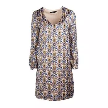 Женское прямое платье с V-образным вырезом и принтом DEELUXE 74 XS бежевый