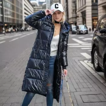 Женское пуховое хлопковое пальто с ярким лицом, свободная стирка, ветрозащитная куртка с капюшоном, осенне-зимняя утолщенная куртка с хлопковой подкладкой M чёрный