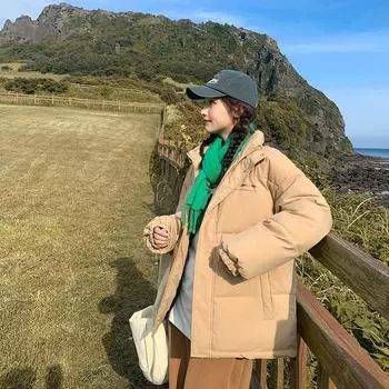 Женское пуховое пальто 2023, зимнее свободное пальто нового стиля, короткое утолщенное пальто S зелёный