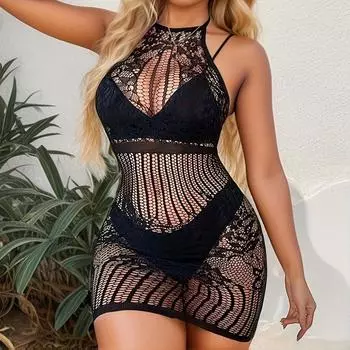 Женское пустое сексуальное кружевное платье на бретельках секс темный узор с принтом ночная рубашка DYS-0801 Simple packaging (white card + opp)