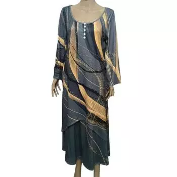 Женское различное повседневное платье, эластичное удобное дышащее платье, свободное женское летнее платье из полиэстера с принтом XL чёрный