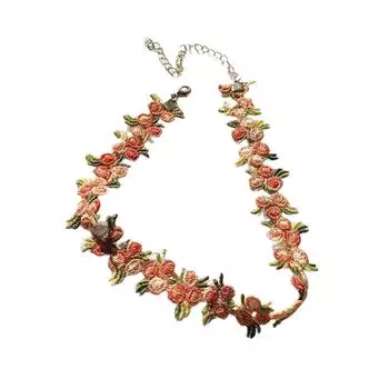 Женское регулируемое кружевное колье-чокер Элегантное ожерелье на шею Красивое ожерелье с вышивкой в виде цветов разноцветный