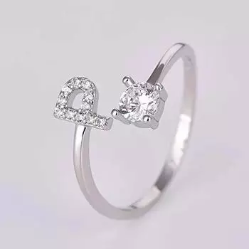 Женское регулируемое новое кольцо с буквой AZ, инициалом имени, алфавита, пары, со стразами, модное, повседневное, элегантное, штабелируемое P белый