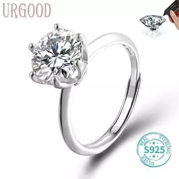 Женское регулируемое открытое кольцо с муассанитом из стерлингового серебра 925 пробы, платиновые свадебные украшения Zircon0.5CT-5MM