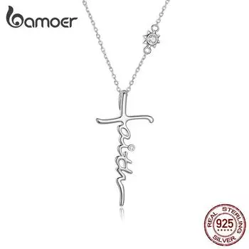 Женское регулируемое ожерелье BAMOER из стерлингового серебра 925 пробы с блестящими фианитами, элегантное ювелирное изделие 925 silver