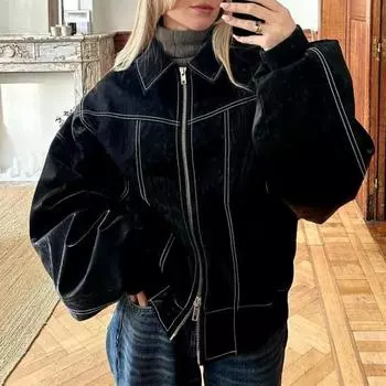 Женское ретро-пальто, однотонное, с отложным воротником, застежкой-молнией, эластичными манжетами и подолом, искусственная кожа, мотоциклетная куртка для путешествий на открытом воздухе S зелёный