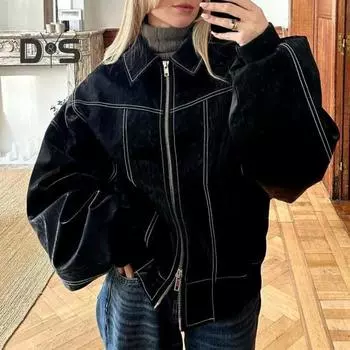 Женское ретро-пальто, однотонное, с отложным воротником, застежкой-молнией, эластичными манжетами и подолом, искусственная кожа, мотоциклетная куртка для путешествий на открытом воздухе L темно-коричневого