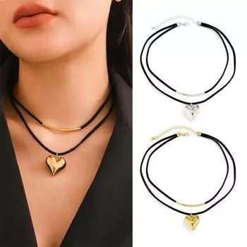 Женское ретро преувеличенное индивидуальное светоотражающее ожерелье из жемчужного сплава One Size золотой