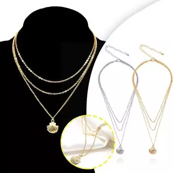 Женское ретро-темпераментное золотое двойное ожерелье с подвеской золотой