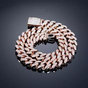 Женское роскошное модное ожерелье из цельного хрусталя с цирконами в стиле хип-хоп 45cm