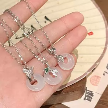 Женское роскошное ретро ожерелье с подвеской Ruyi Peace - имитация халцедоновой ключичной цепи, модный стиль знаменитостей в Интернете X1346 Bamboo