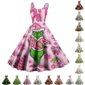 Женское рождественское платье-шляпа с принтом, сексуальное, облегающее, с открытыми плечами, в стиле панк-ретро M розовый